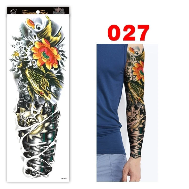 Full Arm Series Temporary Tattoo Full Arm Tattoo Sticker Lasting Waterproof Sweat Flower Arm Full Arm Tattoo Big Picture Sticker
