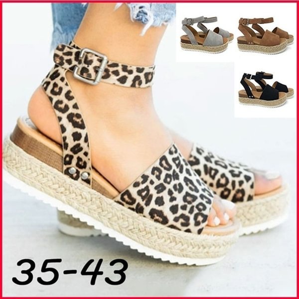 4 colors Summer Women Thick Soled Women Sandals Leopard Sandals Plus Size - BlackFridayBuys