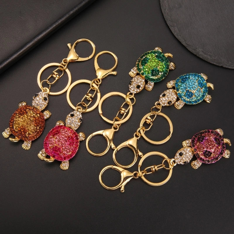 Cute Tortoise Alloy Inlay Rhinestones Women's Bag Pendant Keychain