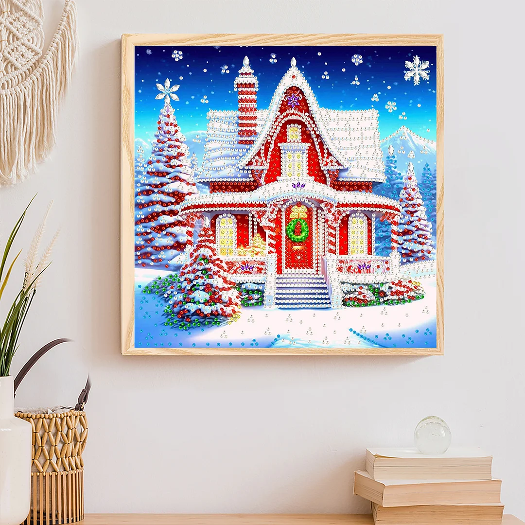Christmas House - Diamond Painting - Partial Special Shaped Drill(Canvas|30*30cm)