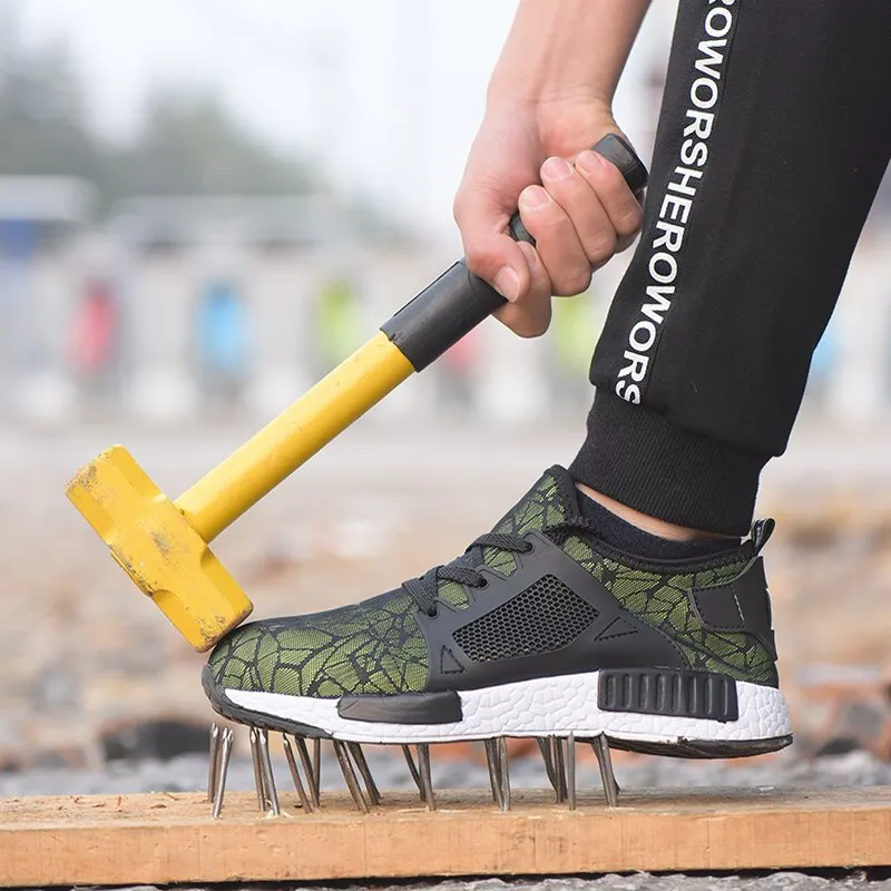 Breathable Men Work Safety shoes Anti-smashing Steel Toe Cap Working Boots Construction Indestructible Shoes