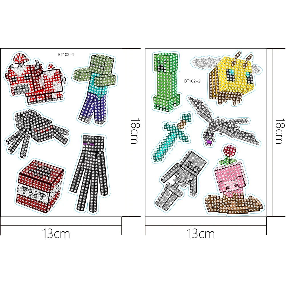 5D Diamonds Sticker Art Crafts Two Pieces Handmade Children Gifts