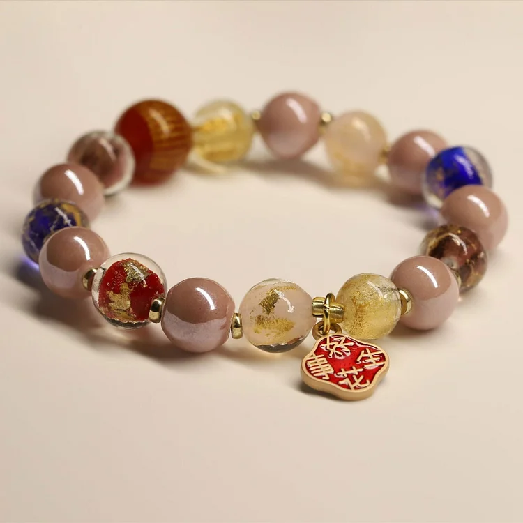 Thangka Buddha Pink Gold Incense Ash Liuli Bracelet