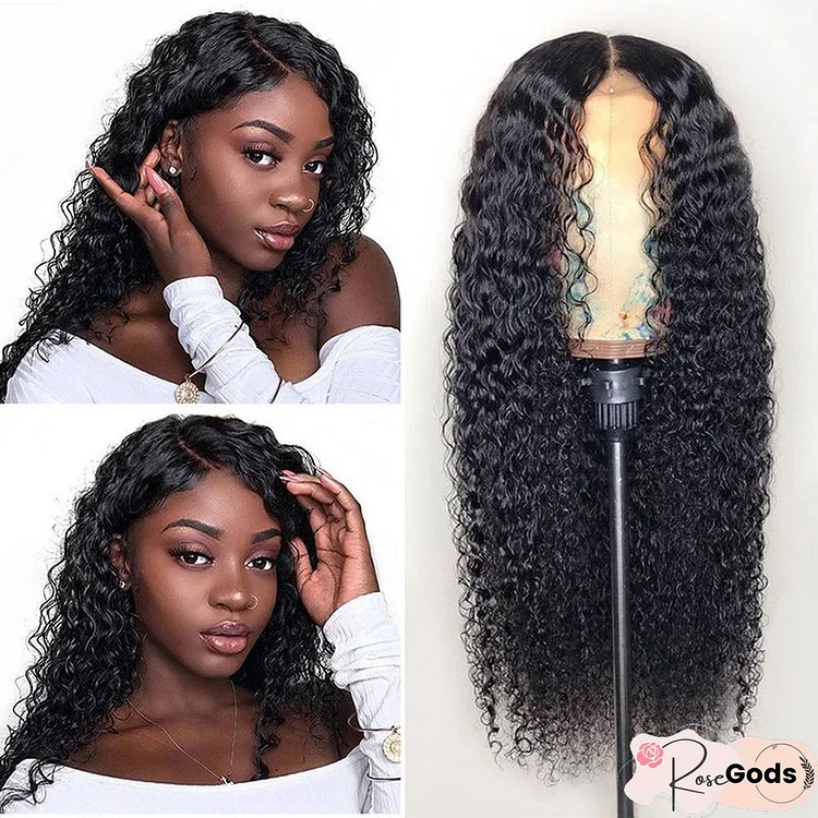 Black Medium Split Small Curly Wig Head Cover