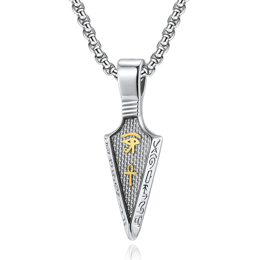 Stainless Steel Horus Eye Ankh Amulet Necklace