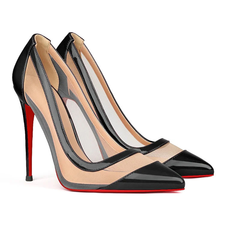 100mm/120mm Women's Breathable Mesh Pointed Toe Red Bottom High Heel Sandals VOCOSI VOCOSI