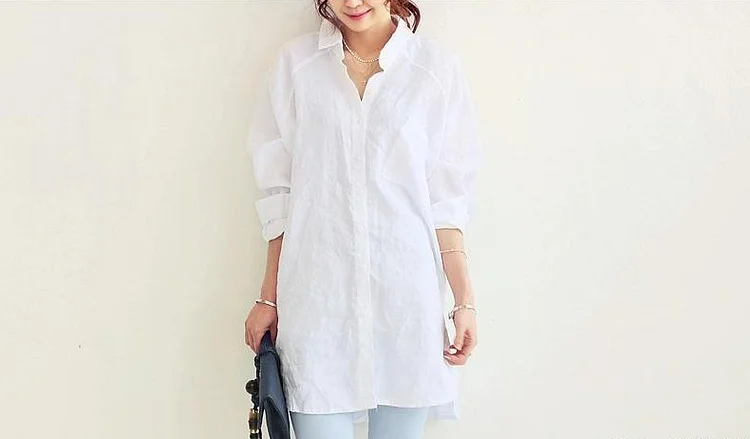 Loose Solid Color Long Shirt Dress