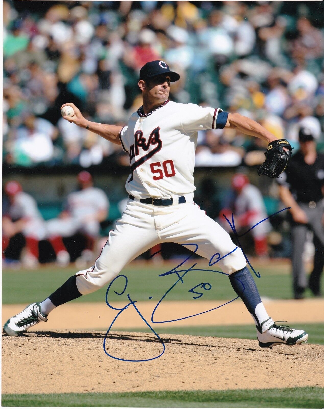 GRANT BALFOUR OAKLAND A'S ACTION SIGNED 8x10