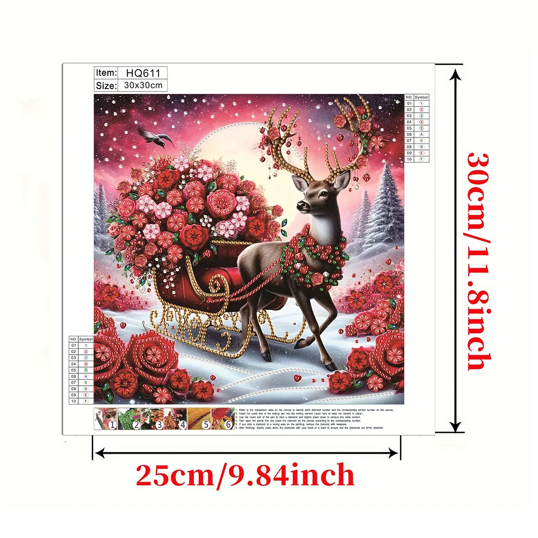 Red Deer - Partial Special Shaped Drill Diamond Painting Kits (Canvas|30*30cm)