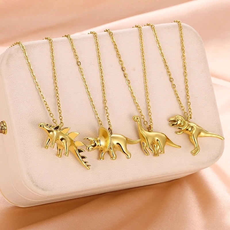 Cute Hip-Hop Dinosaur Titanium Steel Plating Pendant Necklace