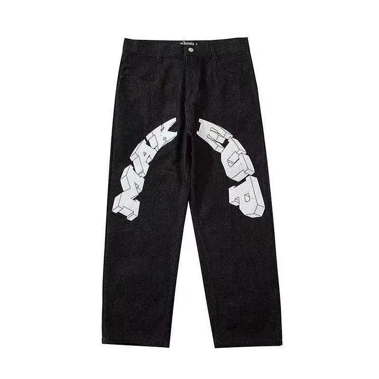 Letter Colorful Pentagram Graphic Jeans