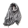 Plain Colors Tassels Unisex Scarf Team Event Anniversary Shawl