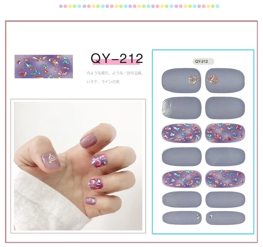 ENDRRFLLA Glitter Decorative Floral Nail Stickers Gray Water Transfer Polish Items Nail Art Decals 2020 New Design Nail Art 1pc-Nail Inspo