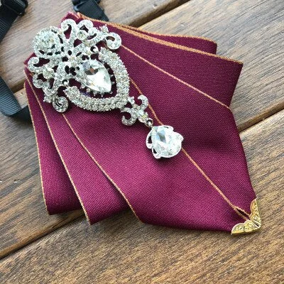 High-end New Rhinestone Bowties Brooch Korean Gentleman Dress White Shirt Wedding Bow Tie Set for Men Accessories Pocket Square