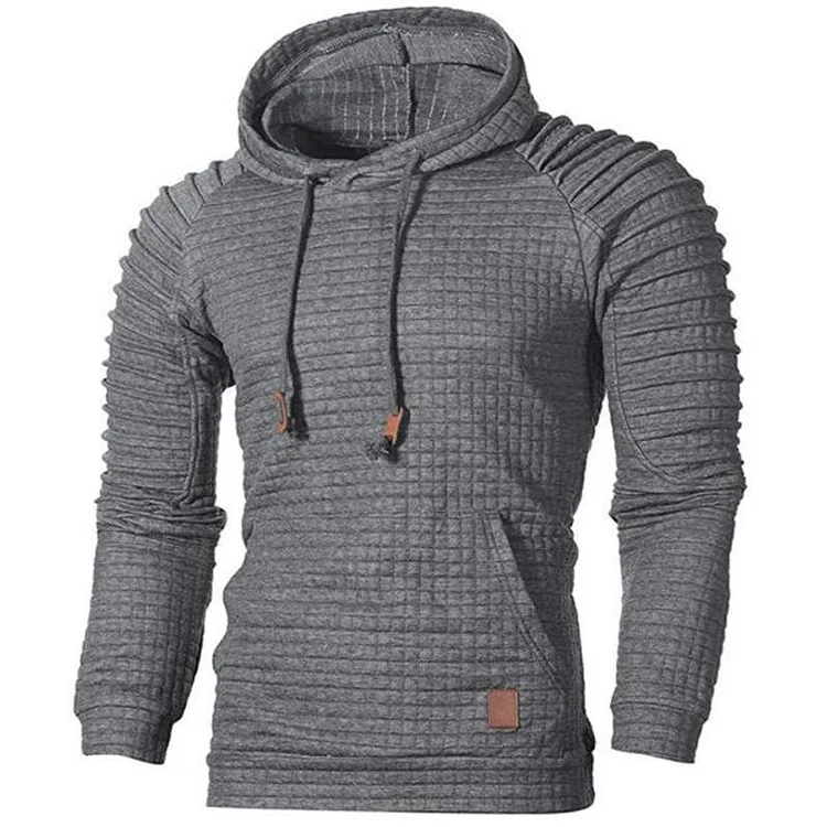 BrosWear Men'S Hooded Waffle Side Pocket Relaxed Hoodie