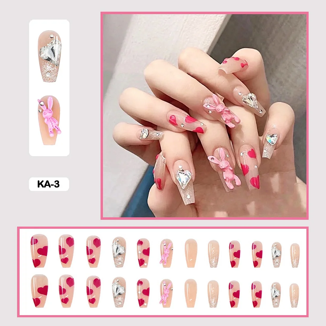 Butterfly Lovely Girl Nail Art Wearable Press On Fake Nails Tips With Glue And Sticker 24pcs/box With Wearing Tools As Gift-Nail Inspo