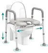 Soundfuse Toilet Seat Risers for Seniors, Raised Toilet Seat with Handles, Adjustable Height & Width, 400 lbs, Cozy Padded Elevated Toilet Seat, Fit Any Toilet