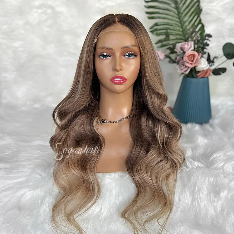 Charissa | Luxurious Soft Wave Ombre Brown to Blonde with Highlighs Raw Hair Wig
