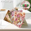 6PCS DIY Diamond Art Greeting Cards Xmas Gingerbread Man Congratulations Cards