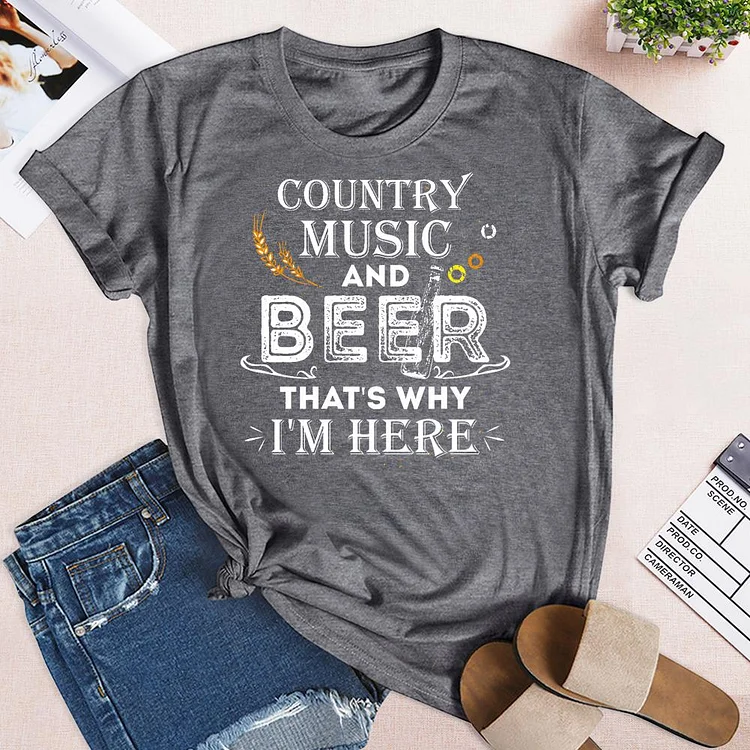 Country Music And Beer That's Why I'm Here T-Shirt-03471-Annaletters