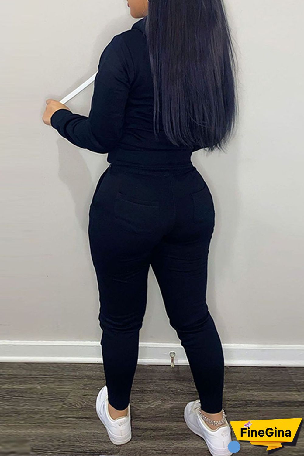 Light Gray Casual Letter Print Patchwork Hooded Collar Long Sleeve Two Pieces