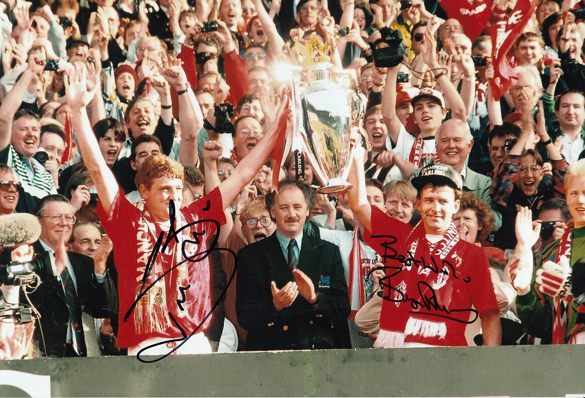 Manchester United Hand Signed Steve Bruce & Bryan Robson Photo Poster painting 12x8 4.