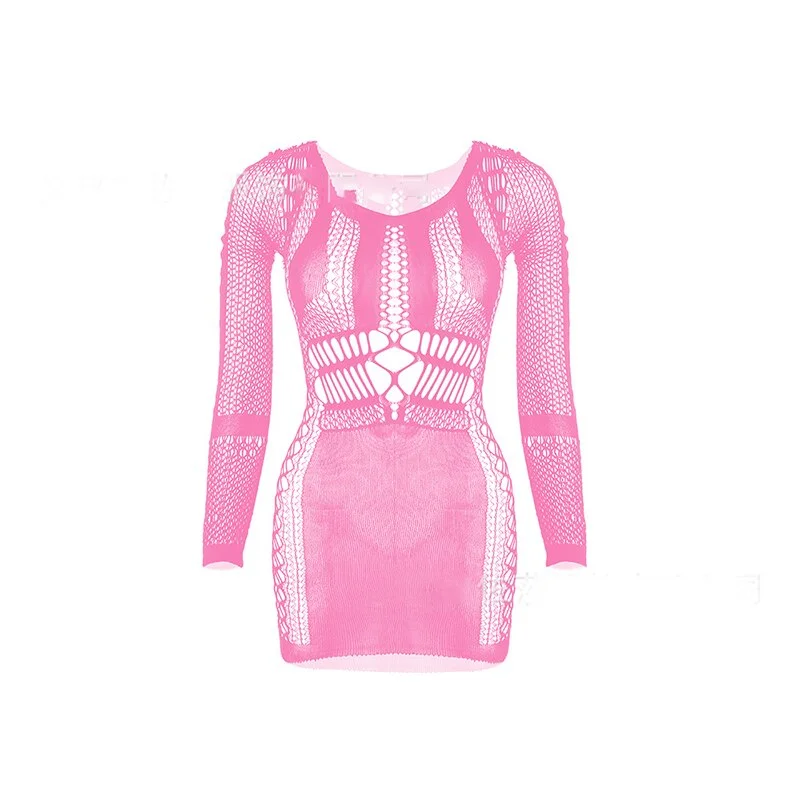 fashion Women Fishnet Halter Backless Dress Low Tight Tight Pencil Cute Dress Long Sleeve Mini Dress Night Club Dance. Dress 2022 New