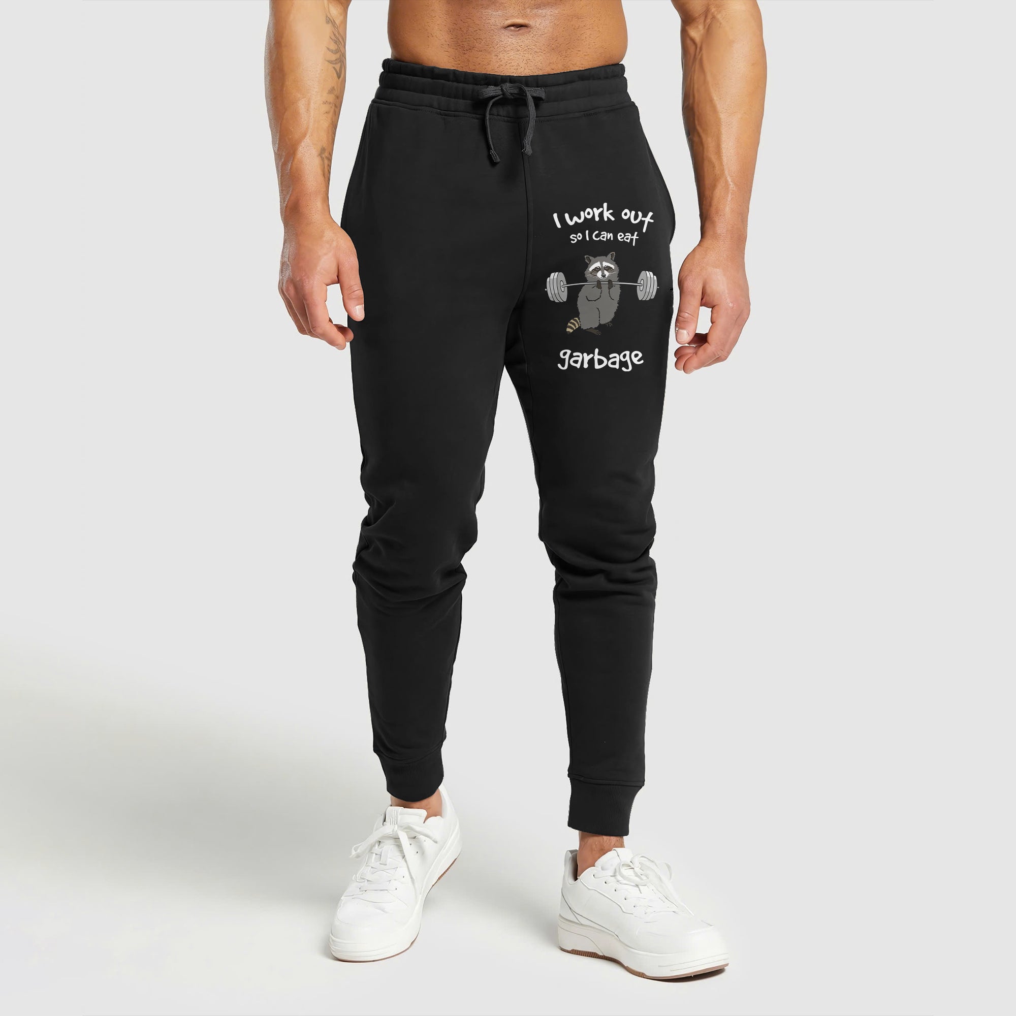 I WORK OUT SO I CAN EAT GARBAGE Graphic Print Performance Sweatpants
