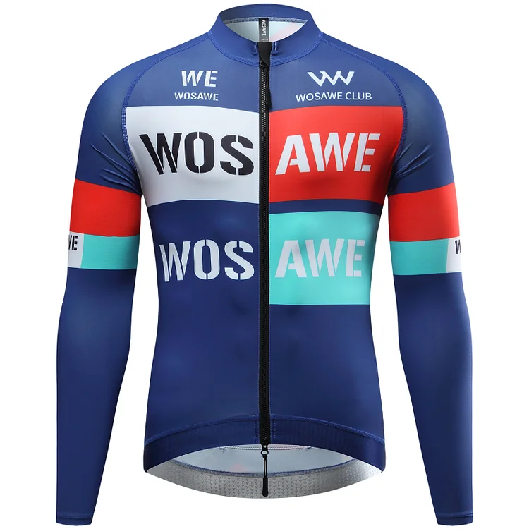 WOSAWE Men's Sublimation Printing Long Sleeve Road Bike Shirt 
