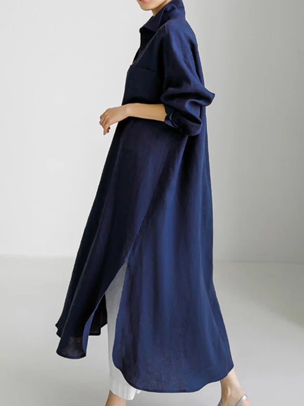 Colorful Printed Lapel Half Sleeved Casual Dress