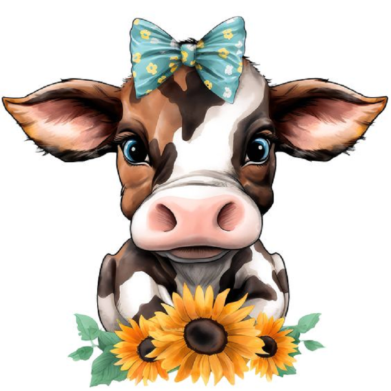 Full Round Diamond Painting 30*30cm - Sunflower Cow