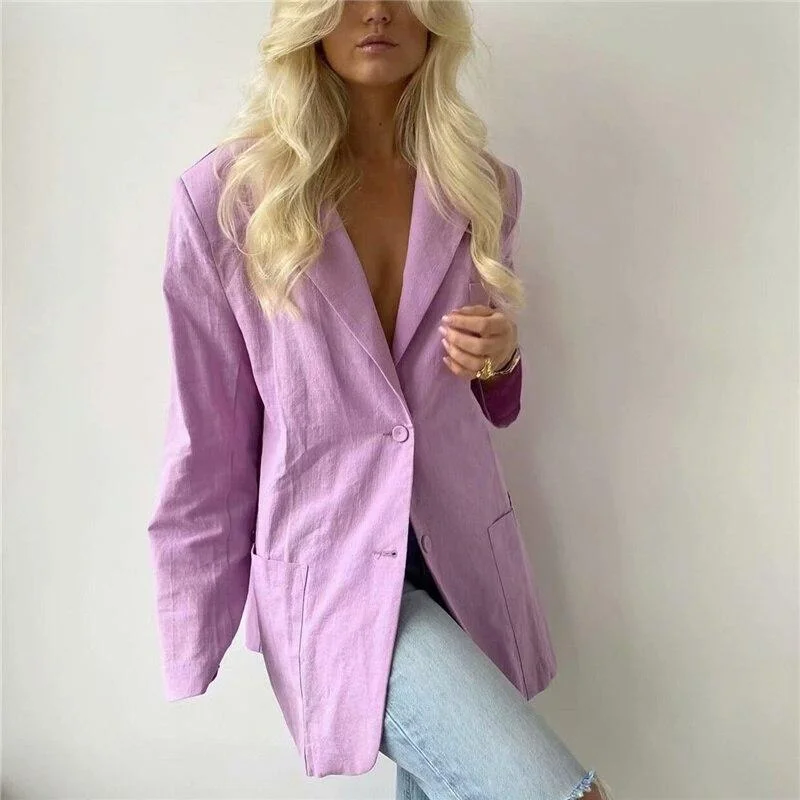 PUWD Casual Woman Pink Oversized Cotton Jackets 2021 Spring Fashion Ladies Soft Loose Outwear Female Sweet Cool StreetWear Coats