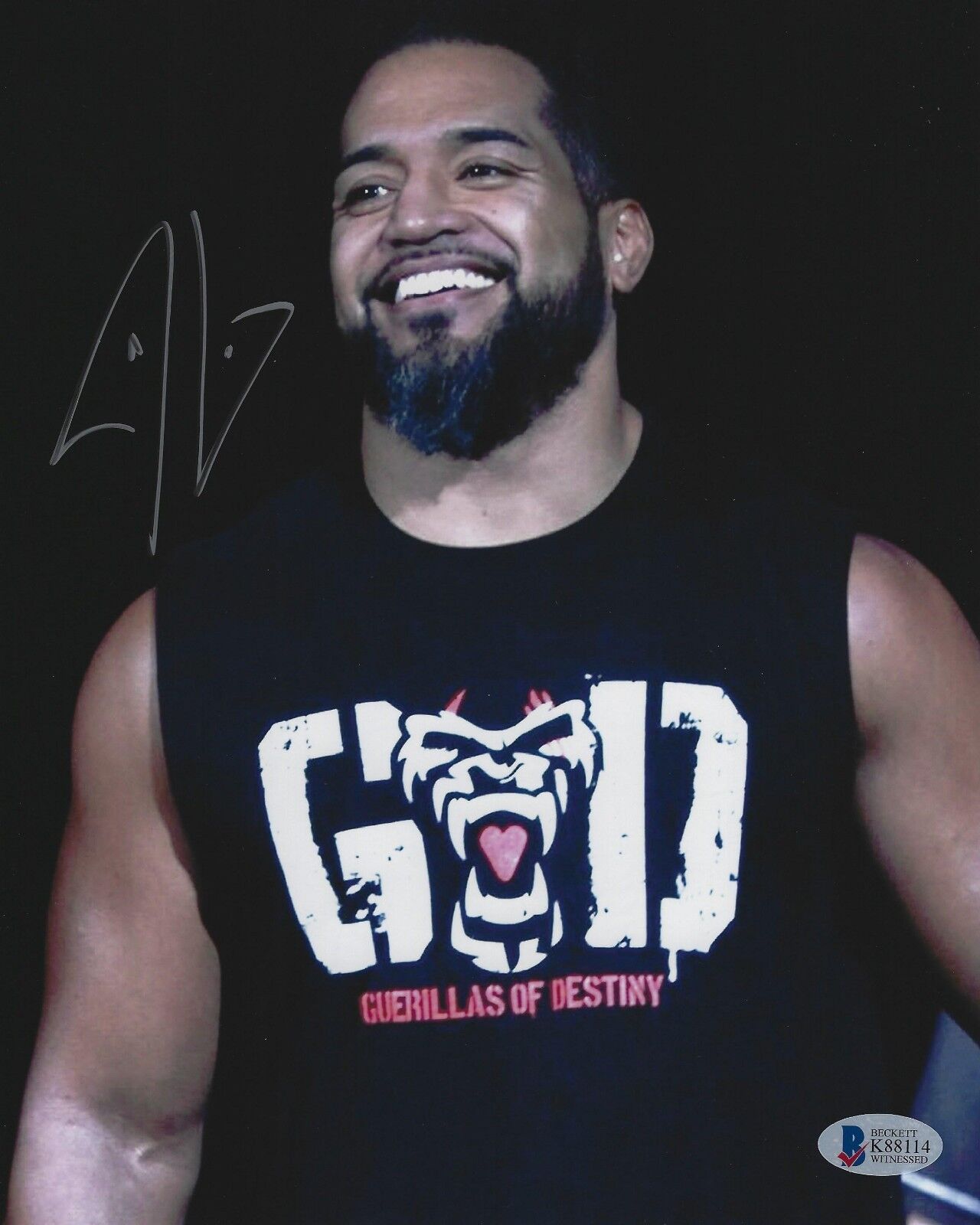 Tanga Loa Signed 8x10 Photo Poster painting BAS COA New Japan Pro Wrestling Bullet Club G.O.D. 2