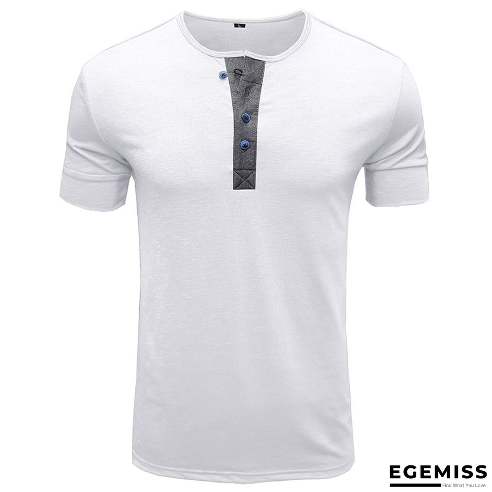 T-shirt with Short Sleeves Henry Shirt Round Neck Cotton T-shirt Men's Clothes | EGEMISS