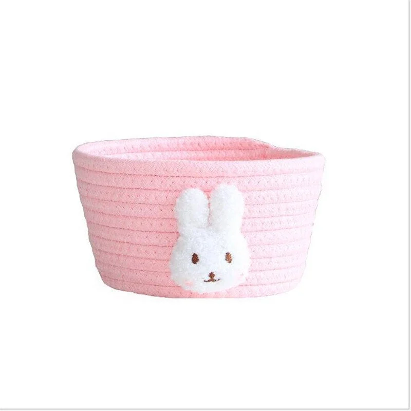 Cotton Rope Storage Baskets With Animals Shape Baby Dirty Clothes Laundry Basket Handmade Weaving Desktop Sundries Organizer Box