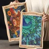 DIY Diamond Painting Decor Wooden Food Tray - Peacock