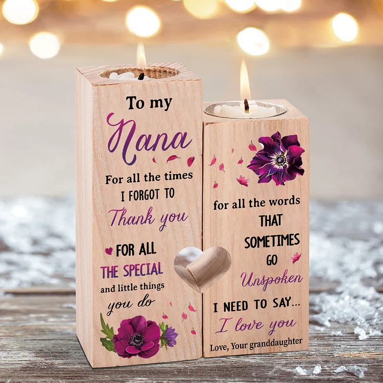To My Nana Violet Candlesticks-I Love You-Wooden Candle Holder For Nana