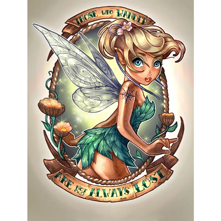【Huacan Brand】Wonderful Fairy Tinkerbell 11CT Stamped Cross Stitch 40*55CM
