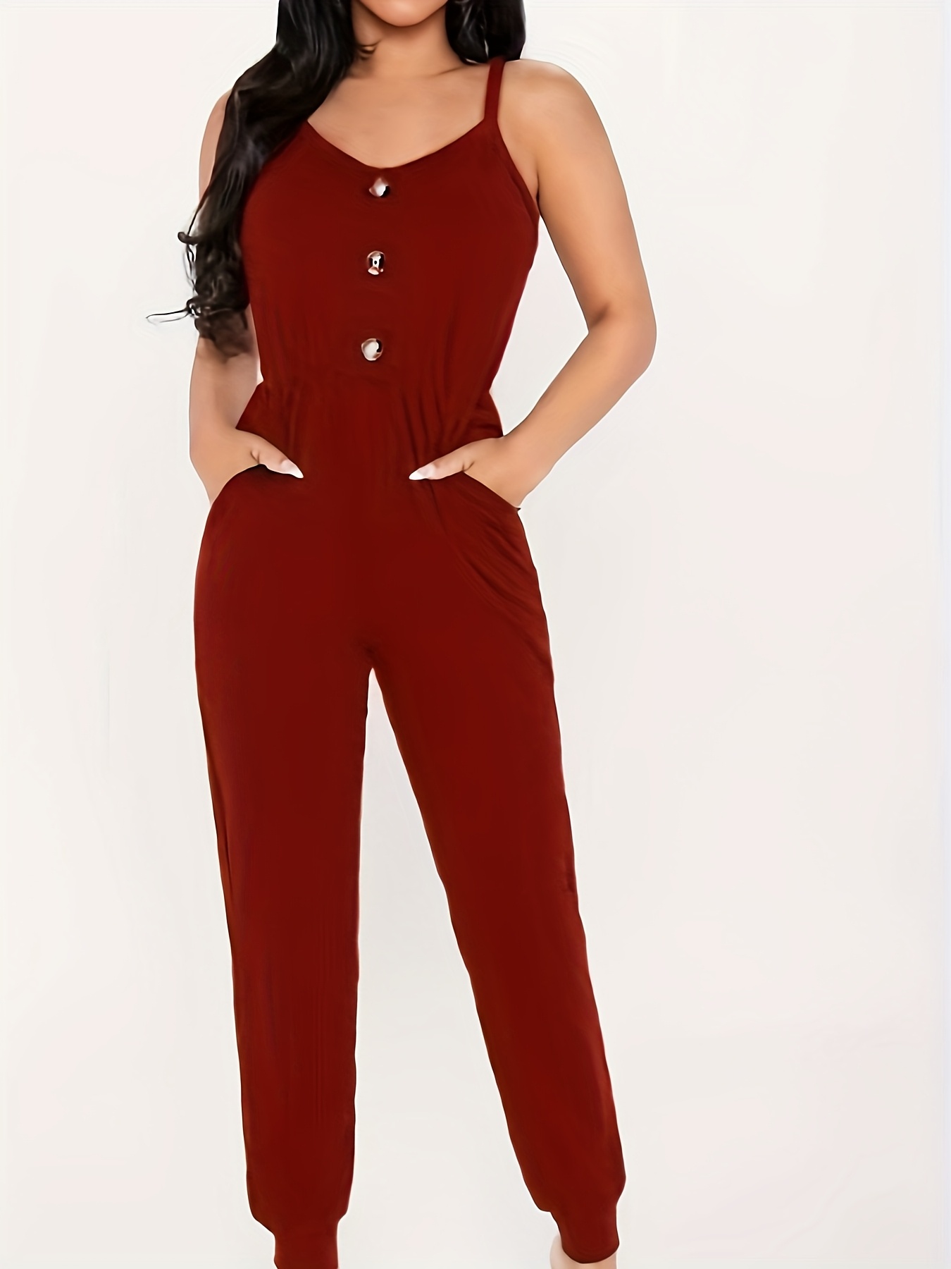 New Summer Solid Color Women's Waist-Defining Jumpsuit | IFYHOME