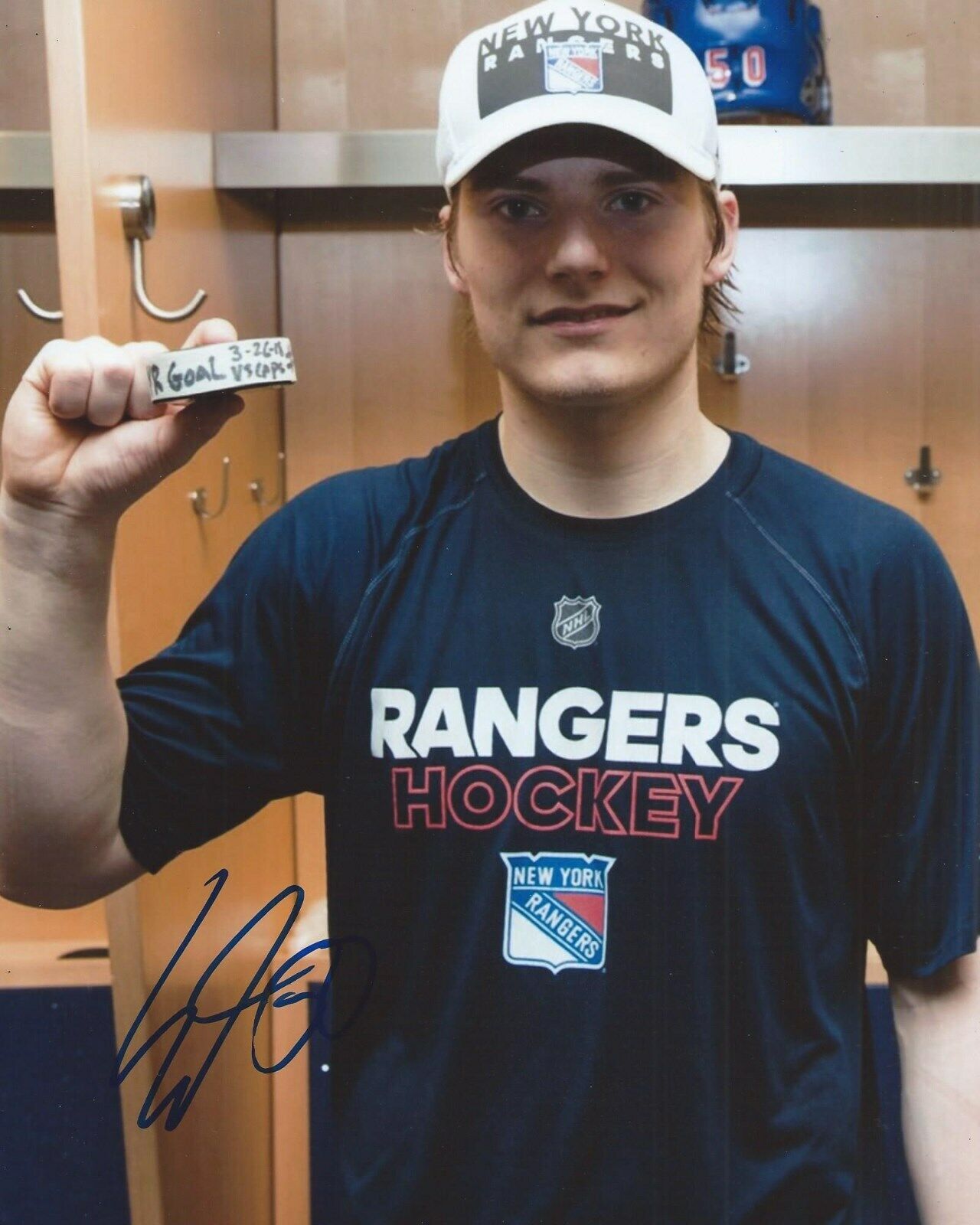 Lias Andersson Signed 8x10 Photo Poster painting New York Rangers 1st NHL Goal Autographed COA