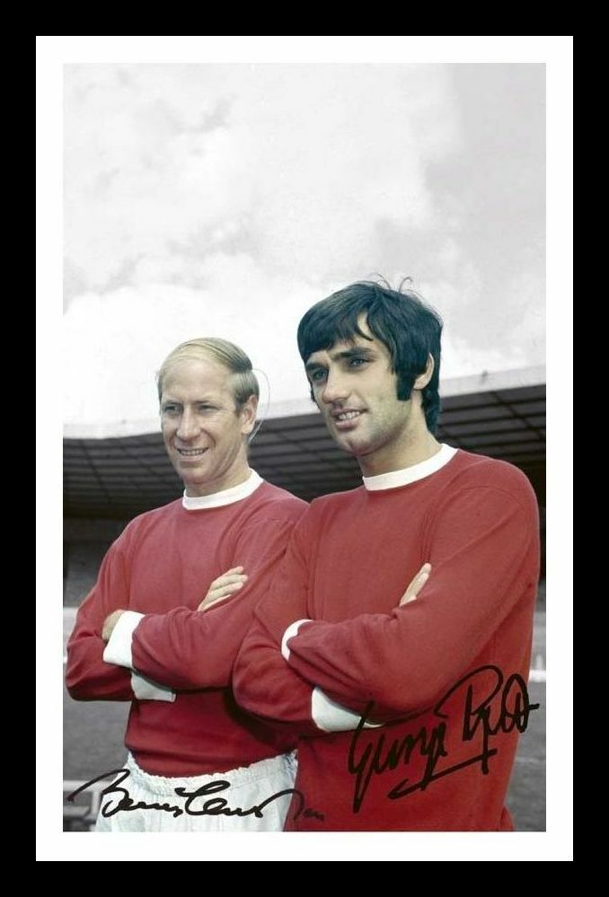 George Best & Bobby Charlton - Manchester United Signed & Framed Photo Poster painting