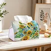 Diamond Painting PU Leather Sunflowers and Dragonfy Tissue Box Holder Desktop Organizer Art Home Office Decor Craft Gift for Women