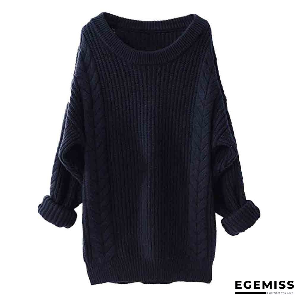 Big Collar Long Sleeve Hemp Pattern Pullover Sweater | EGEMISS