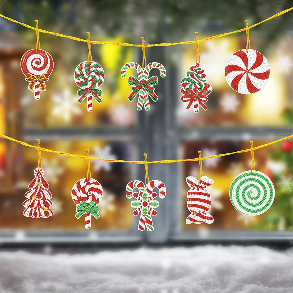 10pcs Diamond Key Chain Cute DIY Hanging Ornaments 5D for Arts Craft Accessories