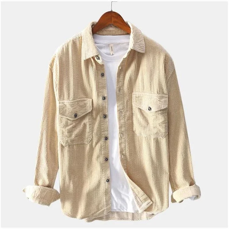 Men's Vintage Long-Sleeve Corduroy Shirts | 168DEAL