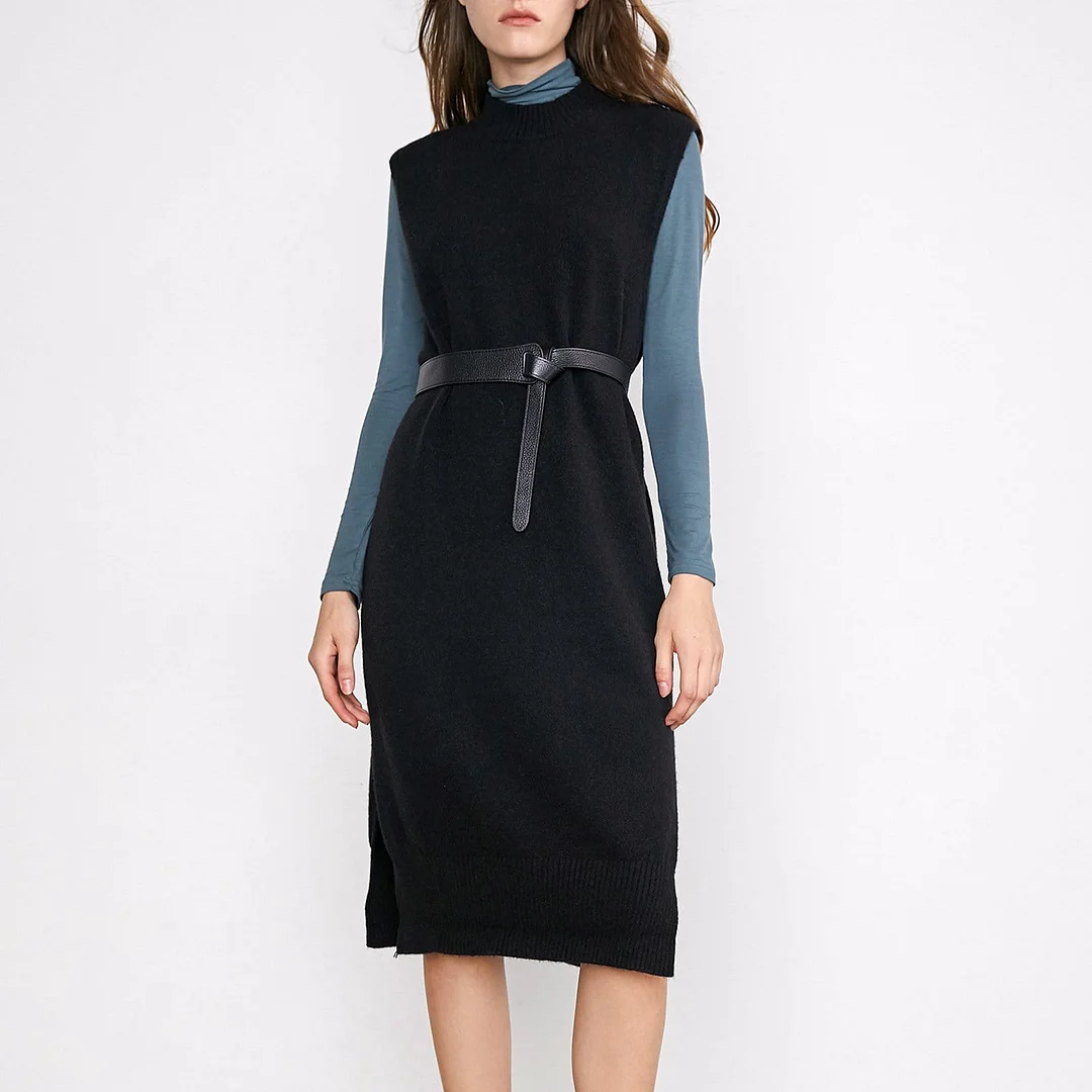 Abebey Aurielle Black Sleeveless Sweater Dress