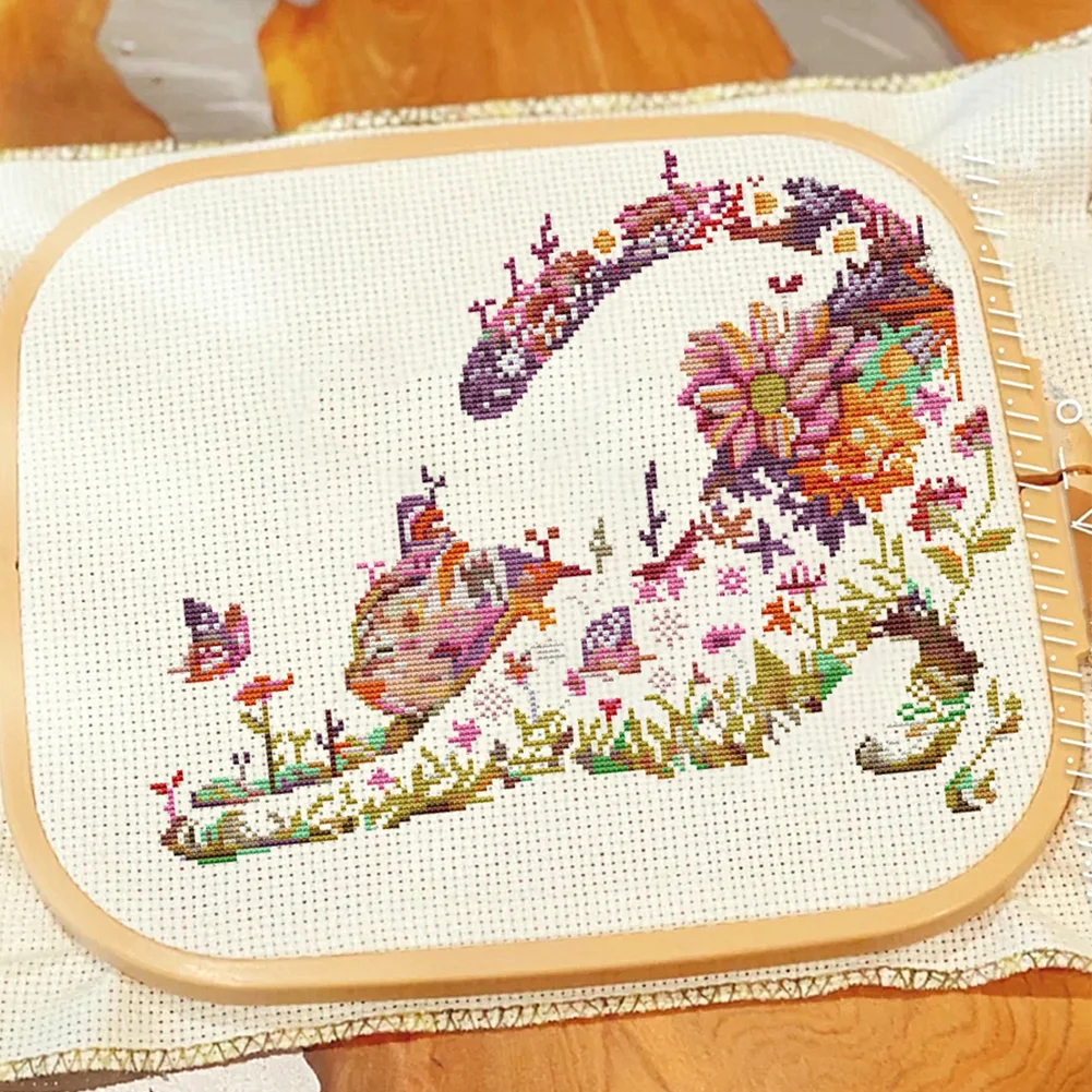11ct Stamped Cross Stitch - Flower Cat(46*46cm)