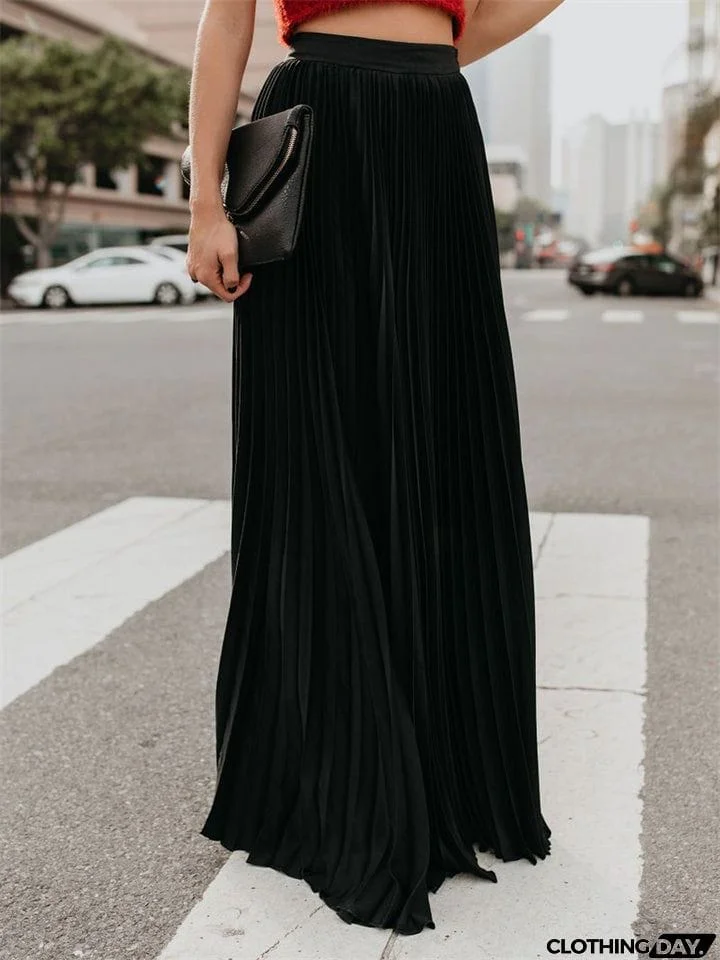 Graceful Solid Color High Waist Swing Skirts
