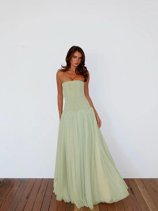 chic beige pleated strapless contrast color stitching prom dress zt0609 Strapless Long Gold Prom Dress with Lace-Up Corset Gold / 2