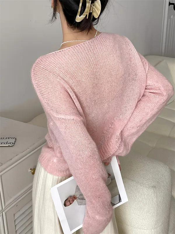 Mohair Loose Thin Hollowed Knit Sweater